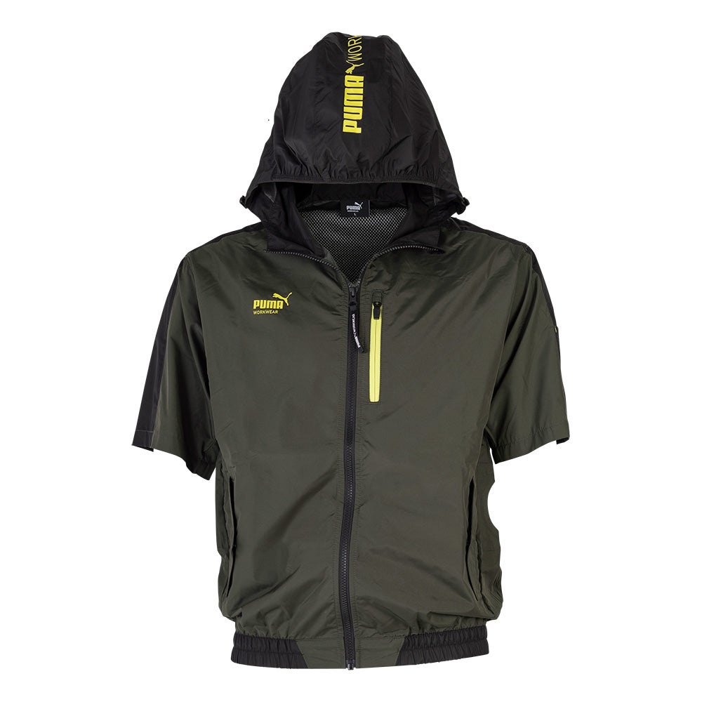 作業ウェアPUMA エアツイスト ファン装着ウェア フーディー半袖 (AT
